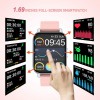 Smart Watch for Women and Men 1.69 inch Touch Screen Fitness Tracker Watch IP67 Waterproof Smartwatch with Heart Rate and Sleep Monitor, Step Counter Sport Running Watch for Android and iOS(Blue)
